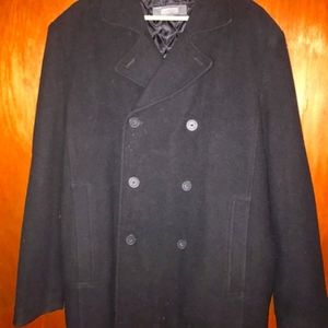 Kenneth Cole Pea Coat - Men's Size XL - Wool Black